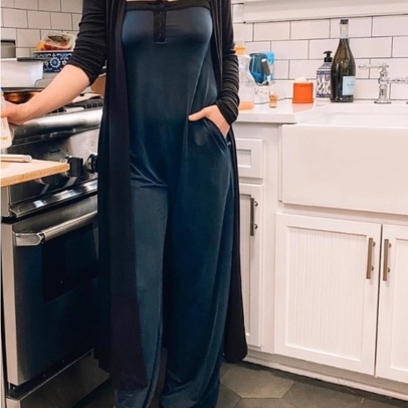 Summersalt 24 Hour Black Jumpsuit in Blue w/Black Trim & Belt XL Spring Summer - Picture 4 of 8